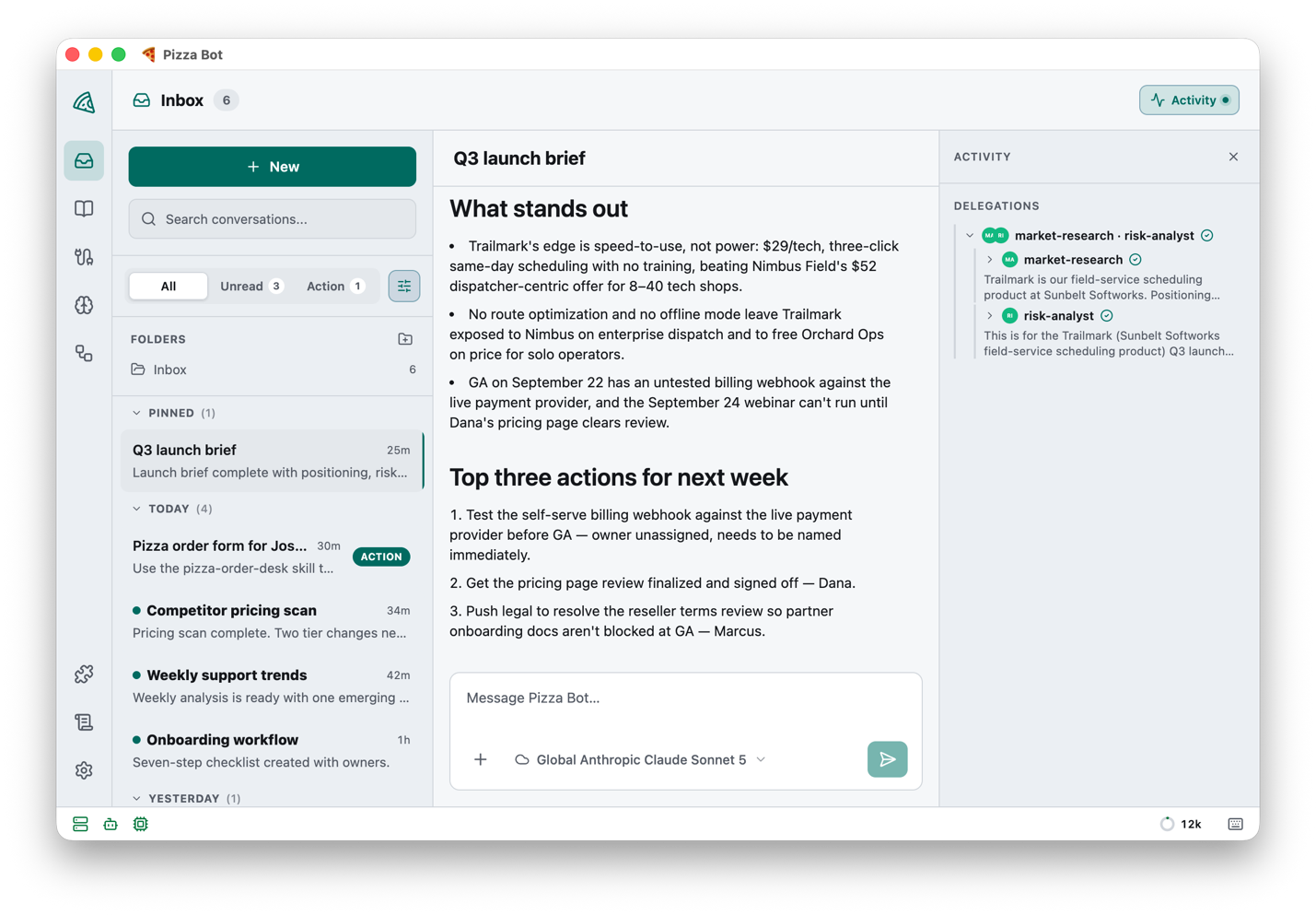 Pizza Bot - An Open Source Inbox for AI Agents