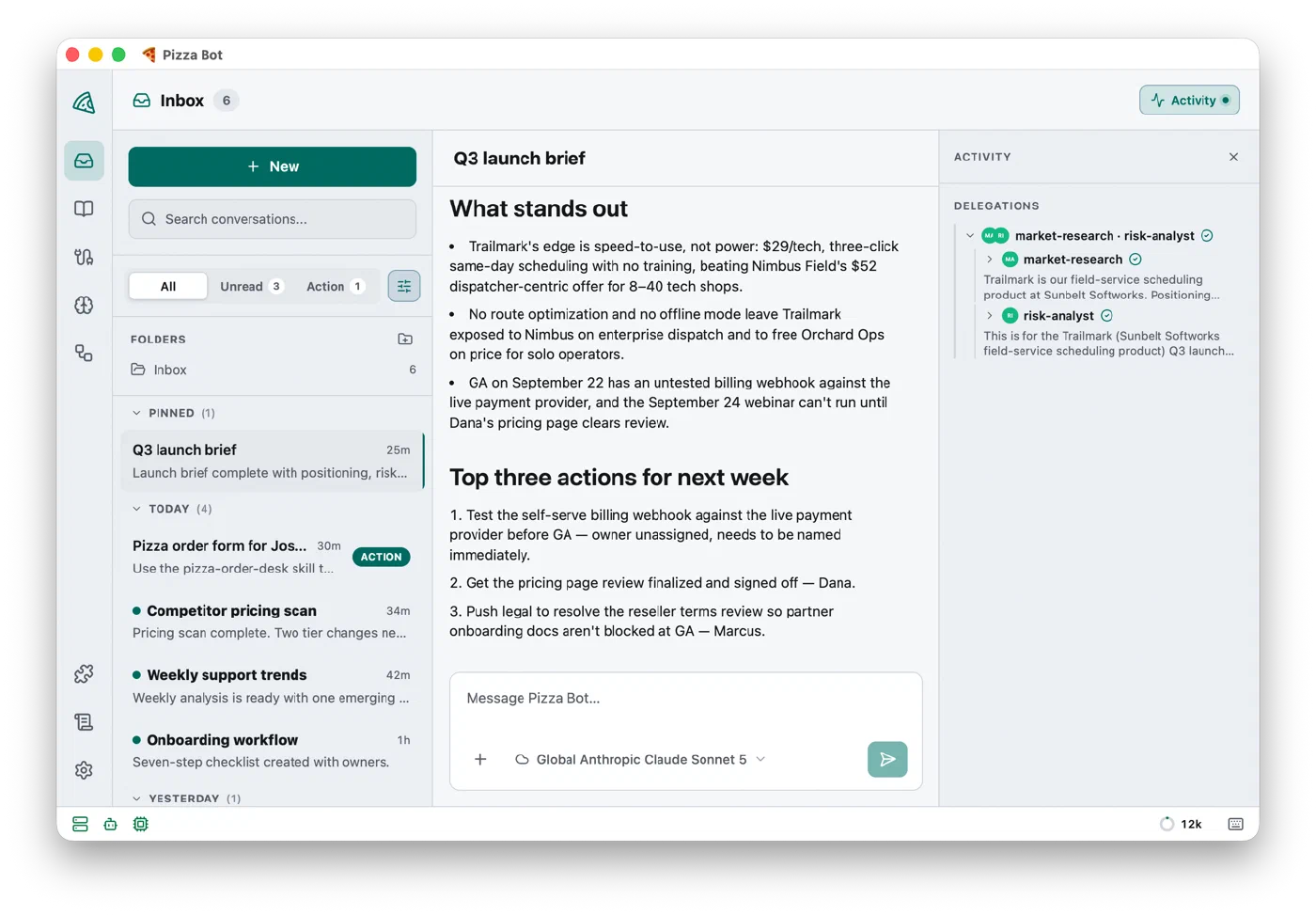 Pizza Bot - An Open Source Inbox for AI Agents